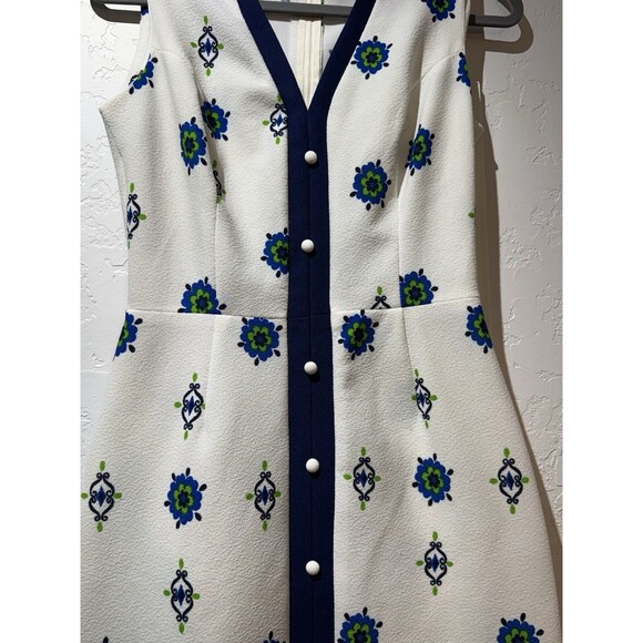 Vtg 60's 70's Maxi Dress sleeveless blue green paisley mod boho summer retro - Picture 5 of 10